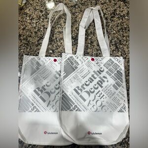 Bundle of 2 White Lululemon Athletica Reusable bags.
